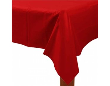 54X108IN RED PLASTIC TABLECOVER