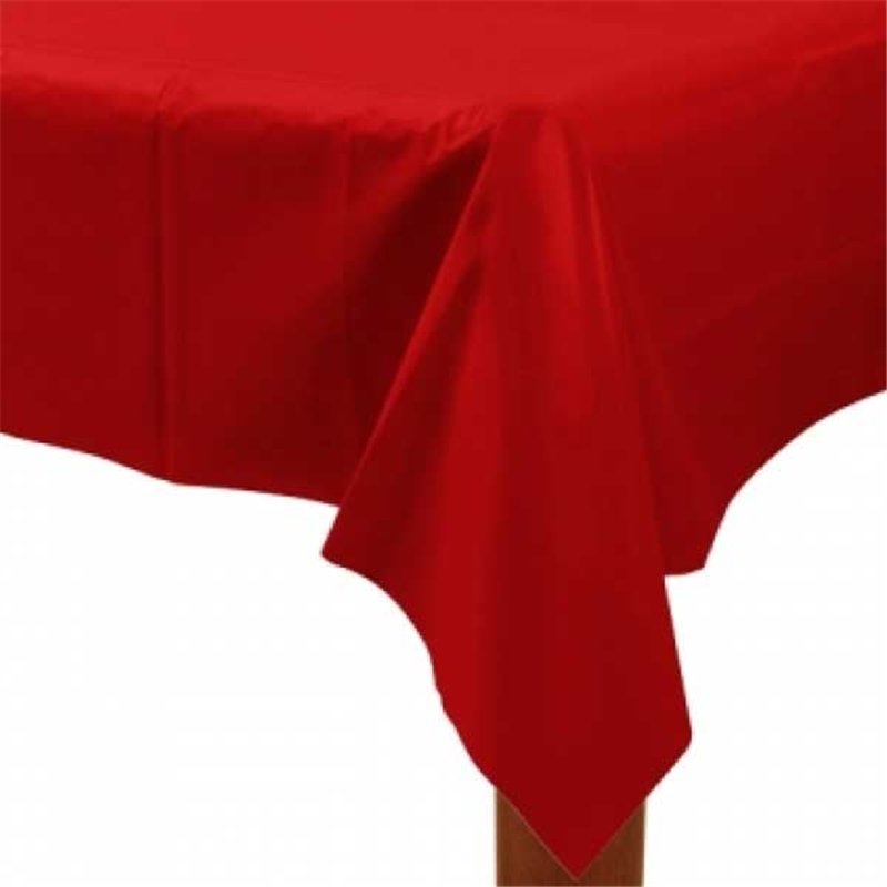 54X108IN RED PLASTIC TABLECOVER