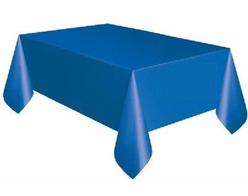 ROYAL BLUE PLASTIC TABLECOVER (COMPACT PACKAGING)
