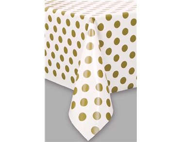 GOLD DOTS PLASTIC TABLE COVER