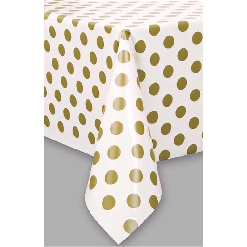 GOLD DOTS PLASTIC TABLE COVER