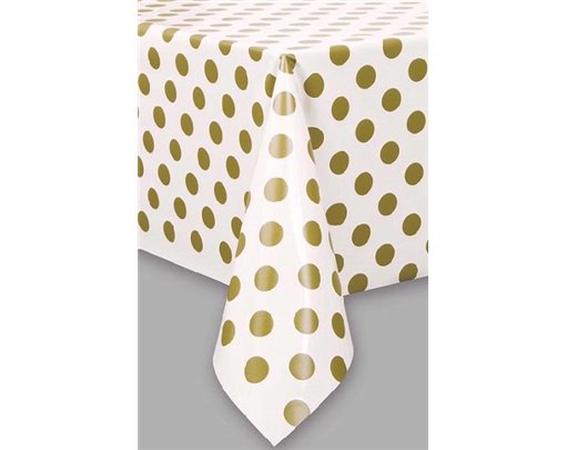 GOLD DOTS PLASTIC TABLE COVER