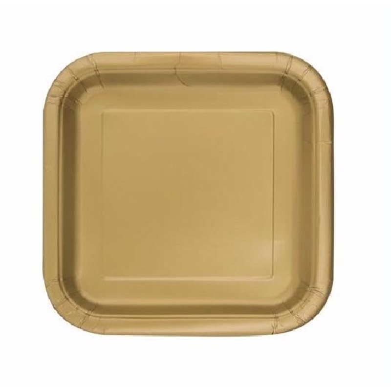 (16) 7IN GOLD SQUARE PLATES