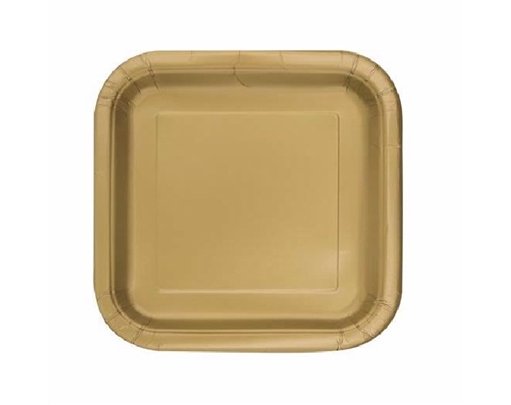 (16) 7IN GOLD SQUARE PLATES