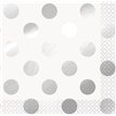 (16) SILVER FOIL DOT BEVERAGE NAPKINS