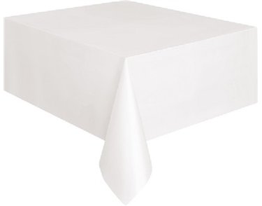 WHITE PLASTIC TABLECOVER (STANDARD PACKAGING)