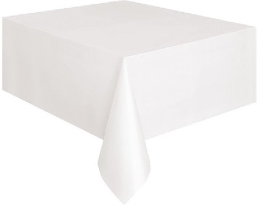 WHITE PLASTIC TABLECOVER (STANDARD PACKAGING)