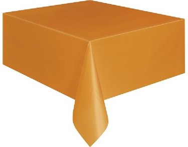 PUMPKIN ORANGE PLASTIC TABLE COVER (STANDARD PACKAGING)