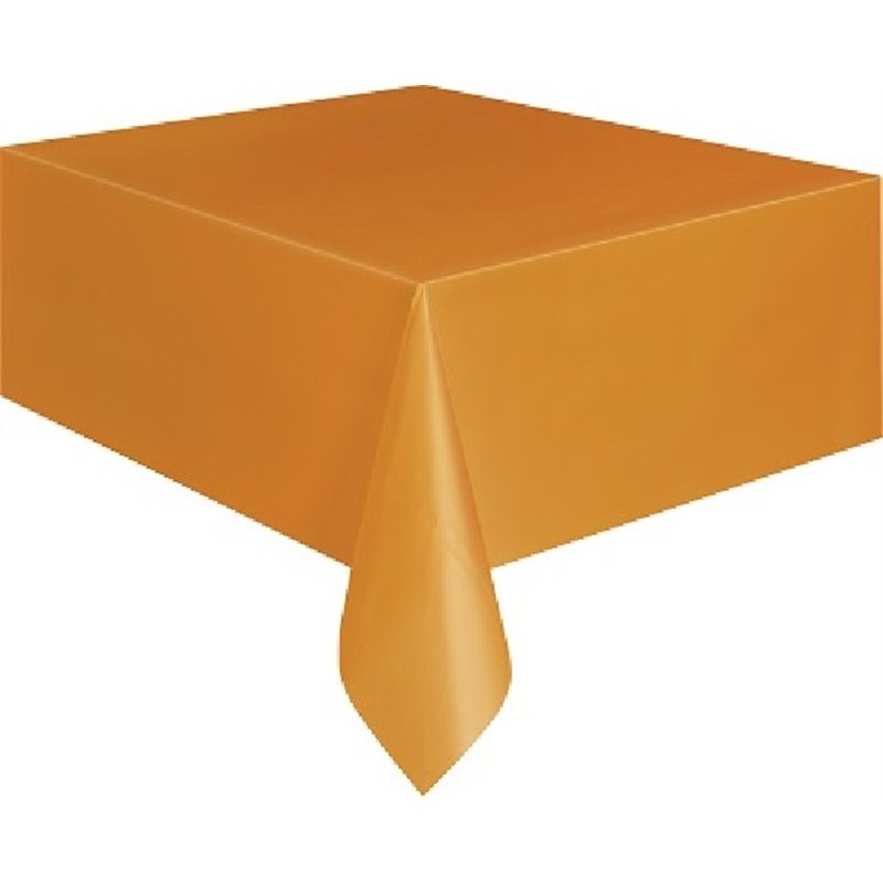 PUMPKIN ORANGE PLASTIC TABLE COVER (STANDARD PACKAGING)