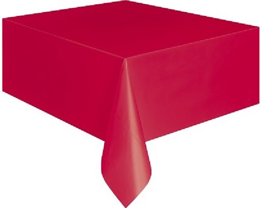 RED PLASTIC TABLE COVER (STANDARD PACKAGING)