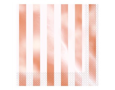 (16) FOIL ROSE GOLD STRIPE L/NAPKINS