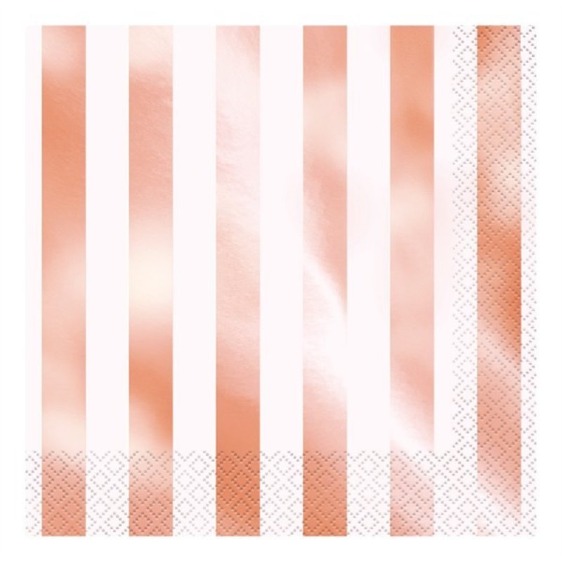 (16) FOIL ROSE GOLD STRIPE L/NAPKINS