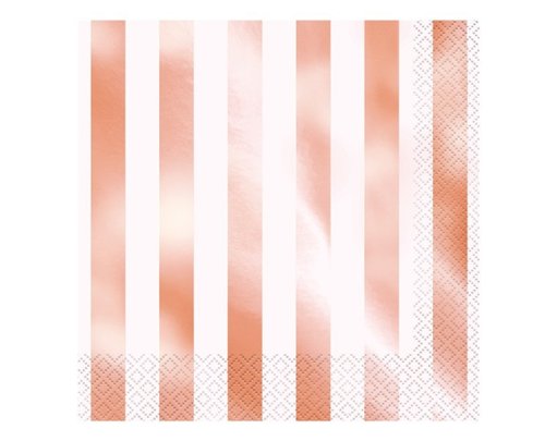 (16) FOIL ROSE GOLD STRIPE L/NAPKINS