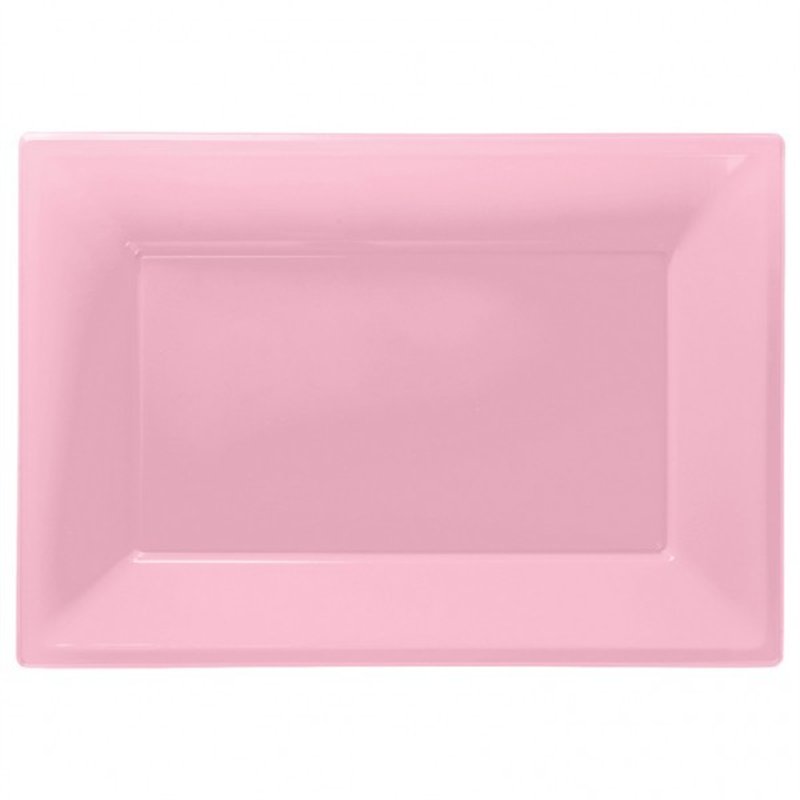 (3) 33X23CM PINK PLASTIC PLATTERS