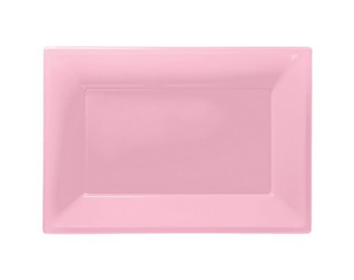 (3) 33X23CM PINK PLASTIC PLATTERS