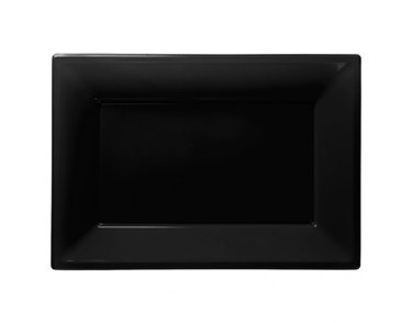 (3) 33X23CM JET BLACK PLASTIC PLATTERS