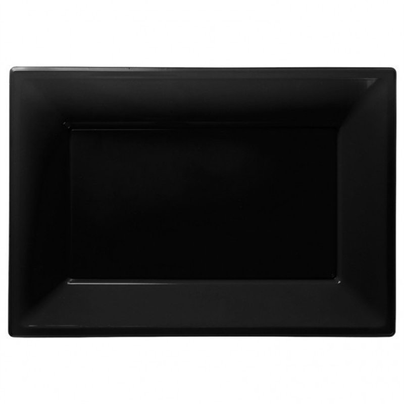 (3) 33X23CM JET BLACK PLASTIC PLATTERS
