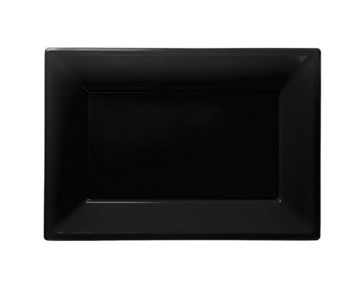 (3) 33X23CM JET BLACK PLASTIC PLATTERS