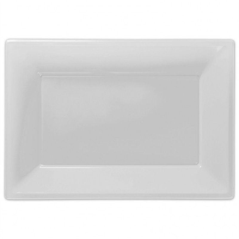 3PK WHITE PLASTIC PLATTERS