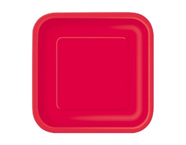 (16) 7IN RUBY RED SQUARE PLATES