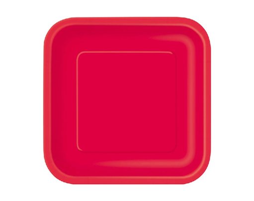 (16) 7IN RUBY RED SQUARE PLATES
