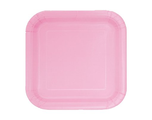 (16) 7IN LOVELY PINK SQUARE PLATES