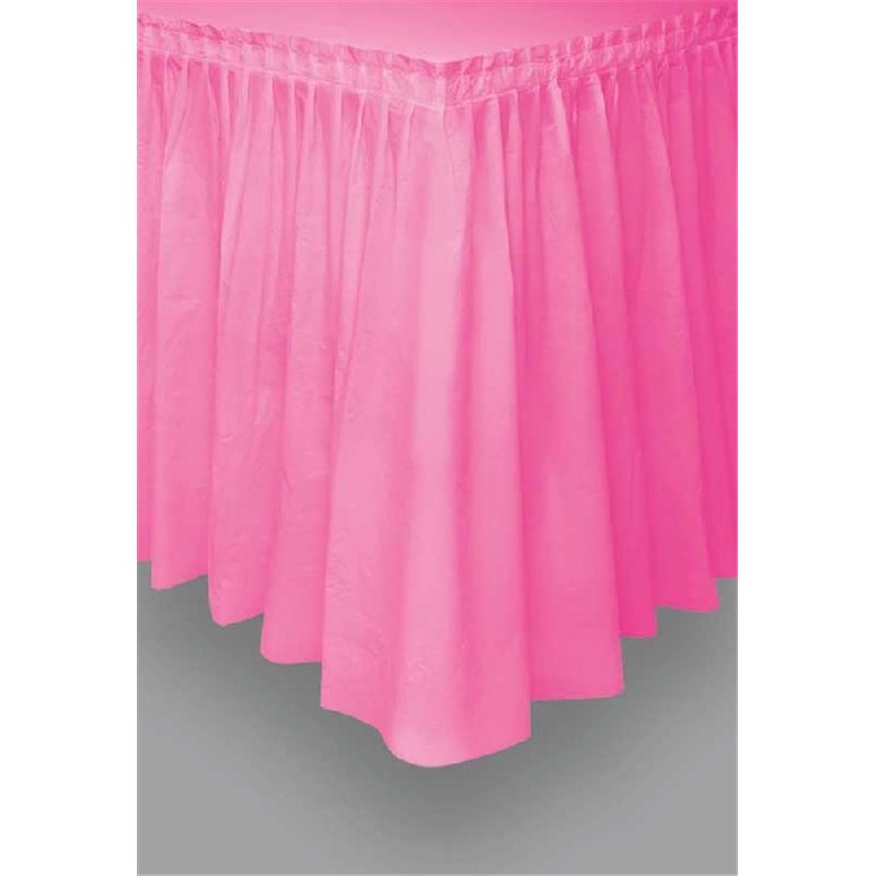 HOT PINK PLASTIC TABLE SKIRT