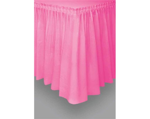 HOT PINK PLASTIC TABLE SKIRT