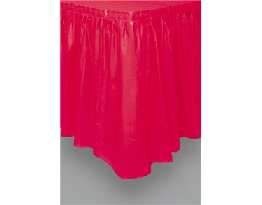 RED PLASTIC TABLESKIRT