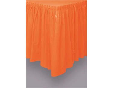 ORANGE PLASTIC TABLE SKIRT