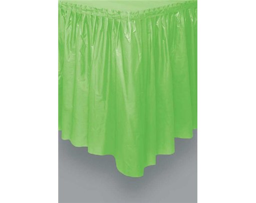LIME GREEN PLASTIC TABLESKIRT