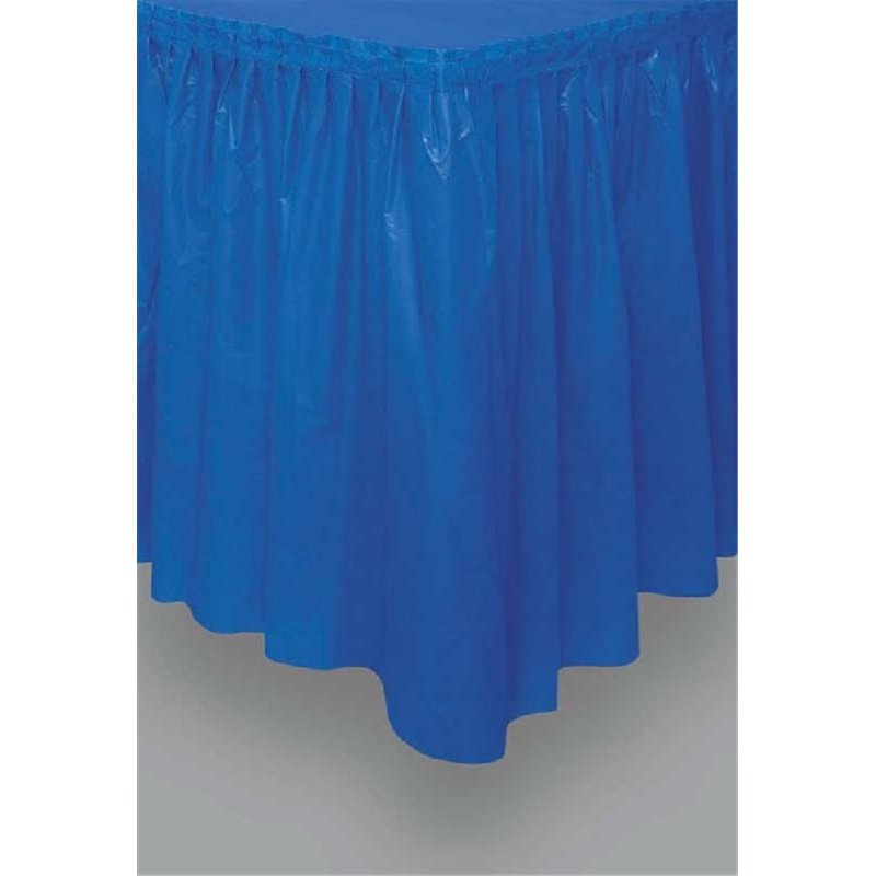 ROYAL BLUE PLASTIC TABLESKIRT