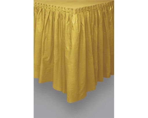 GOLD PLASTIC TABLE SKIRT