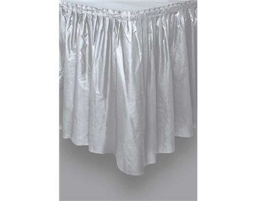 SILVER PLASTIC TABLESKIRT