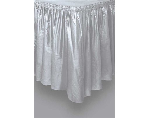 SILVER PLASTIC TABLESKIRT