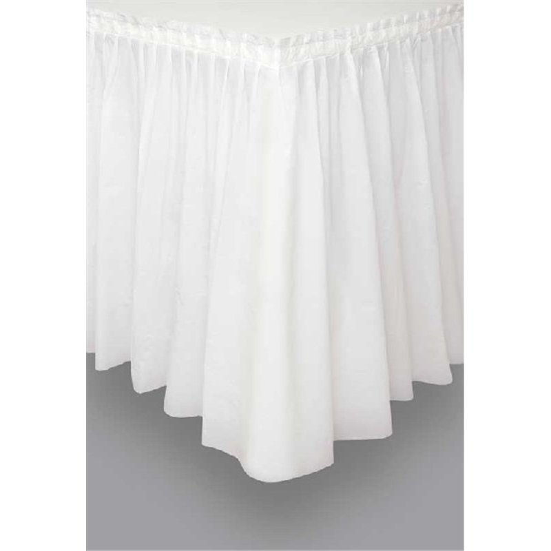 WHITE PLASTIC TABLESKIRT