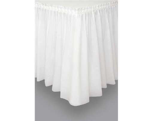 WHITE PLASTIC TABLESKIRT