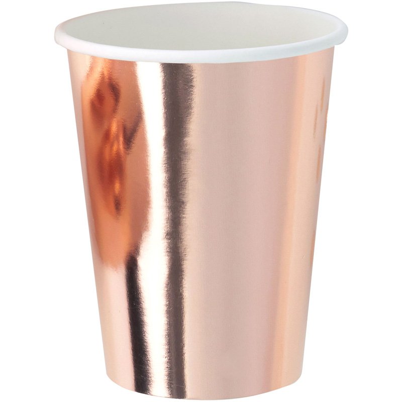 (8) 250ml METALLIC ROSE GOLD CUPS