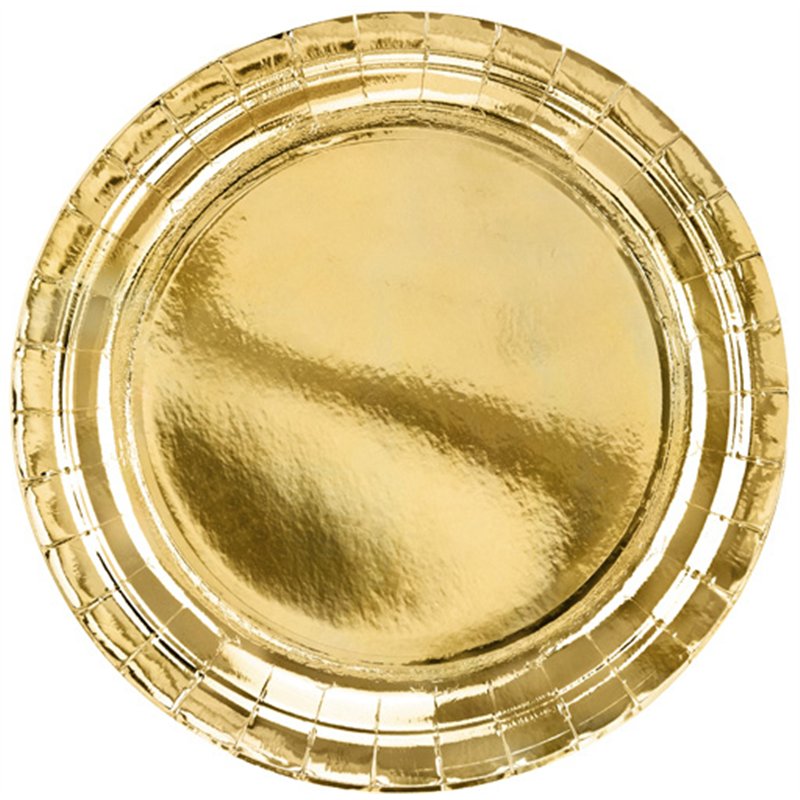 (6) 23cm GOLD FOIL PAPER PLATES