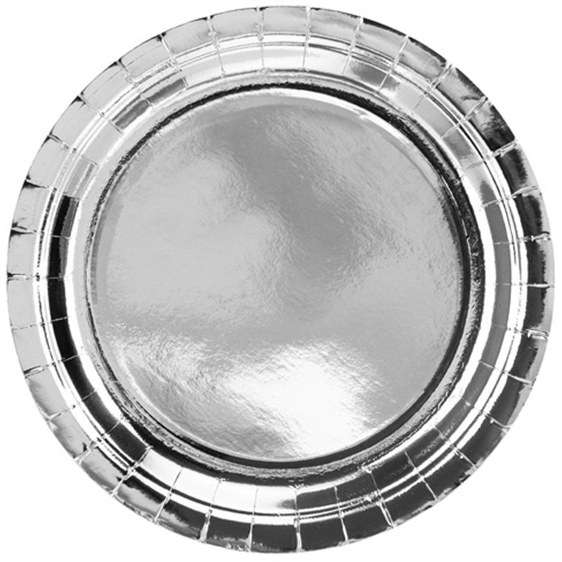 (6) 23cm SILVER FOIL ROUND PLATES