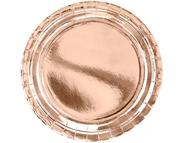 (6) ROSE GOLD FOIL ROUND PAPER PLATES