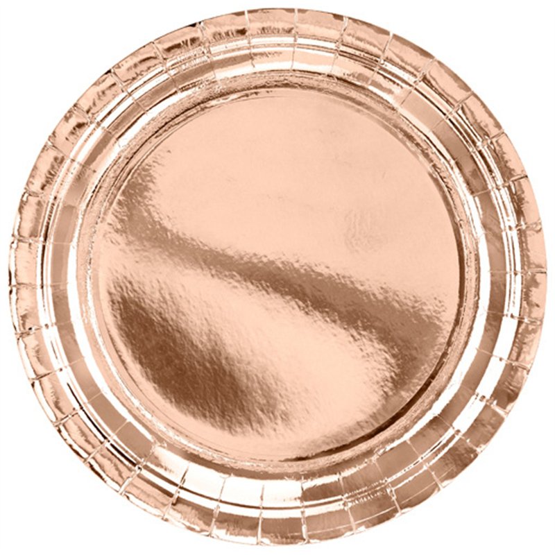 (6) ROSE GOLD FOIL ROUND PAPER PLATES