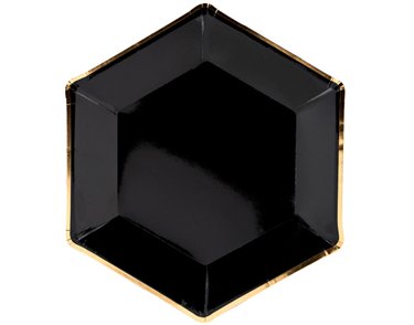 6PK 23cm LETS CELEBRATE BLACK PLATES
