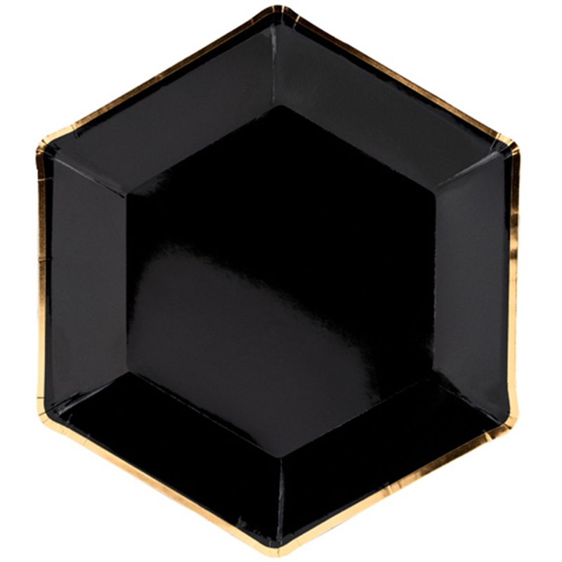 6PK 23cm LETS CELEBRATE BLACK PLATES