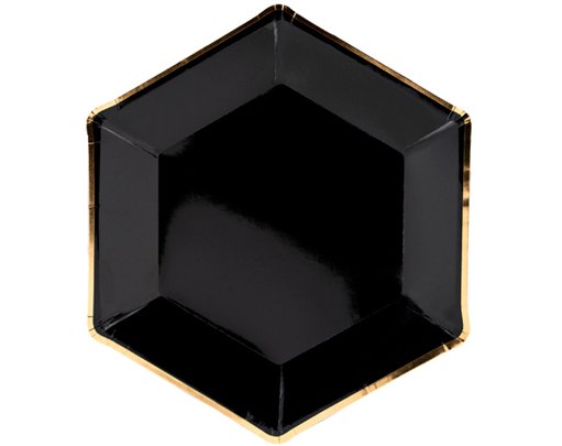 6PK 23cm LETS CELEBRATE BLACK PLATES