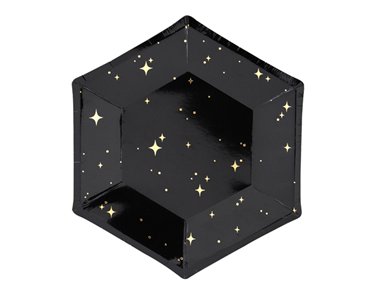 6PK 20cm LETS CELEBRATE BLACK PLATES