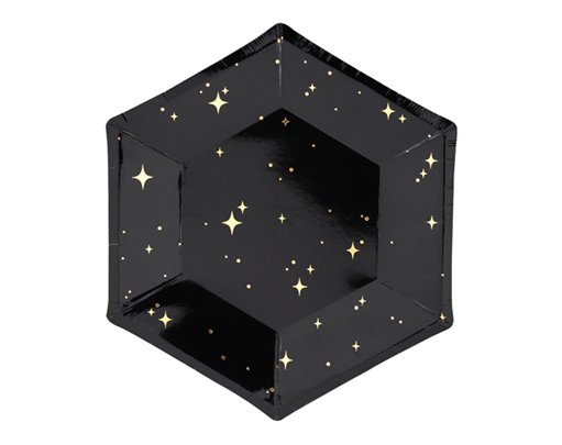 6PK 20cm LETS CELEBRATE BLACK PLATES