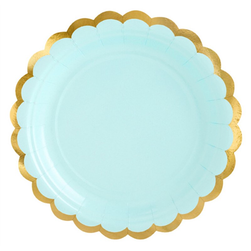 6PK 18cm GOLD SCALLOPED EDGE MINT PLATES