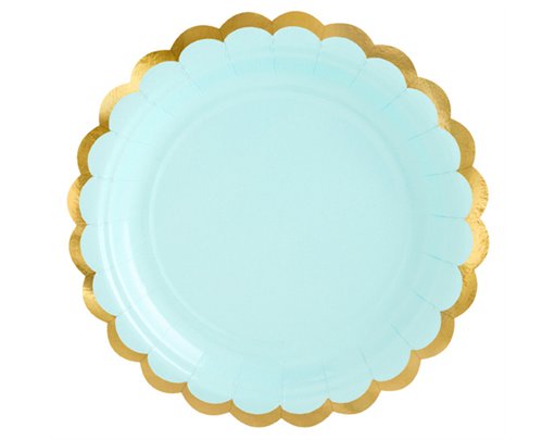 6PK 18cm GOLD SCALLOPED EDGE MINT PLATES