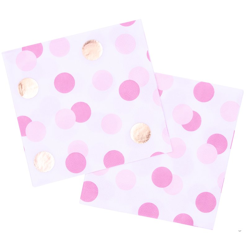 16PK PINK & GOLD DOTS NAPKINS